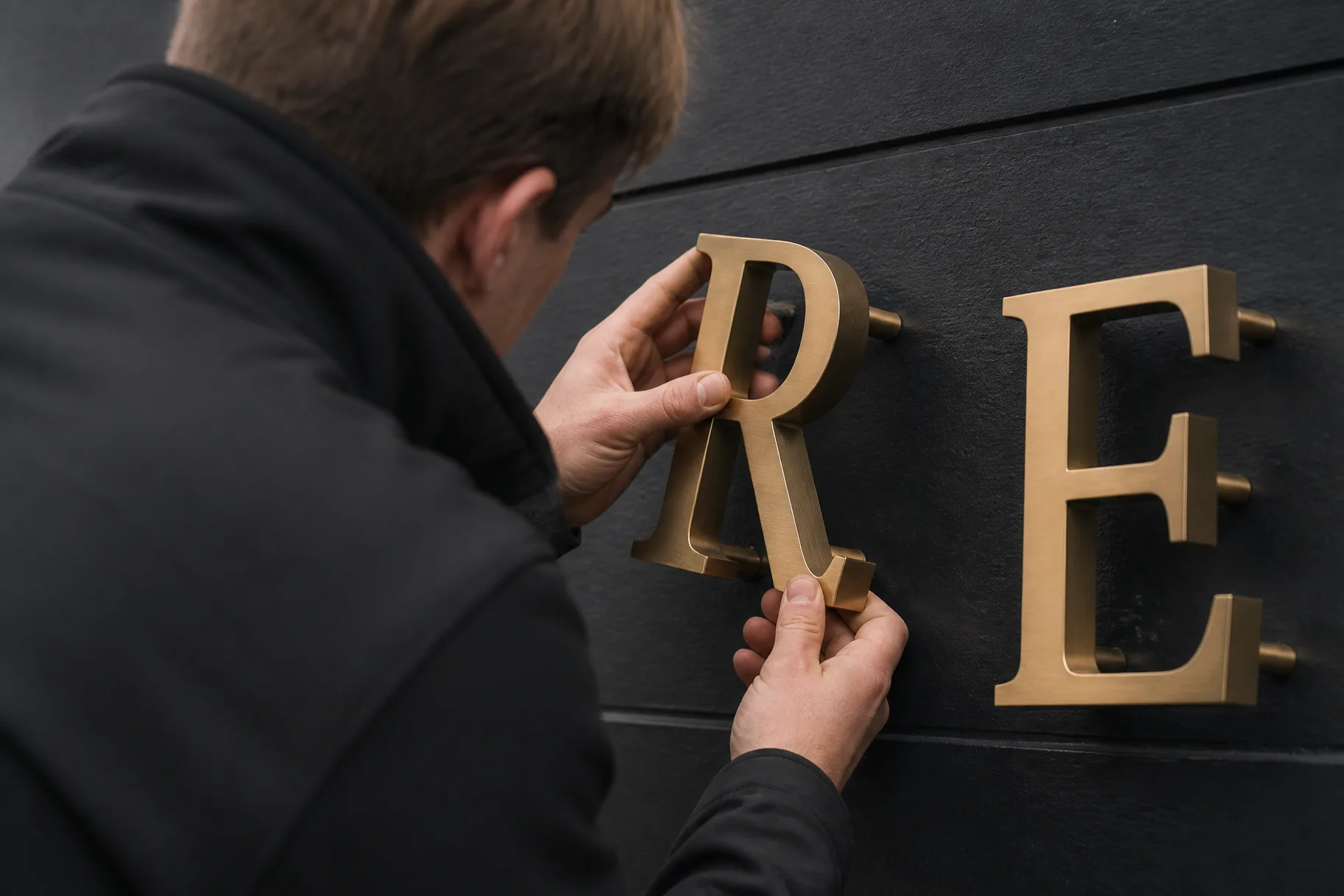 Brass stand-off letter fitting